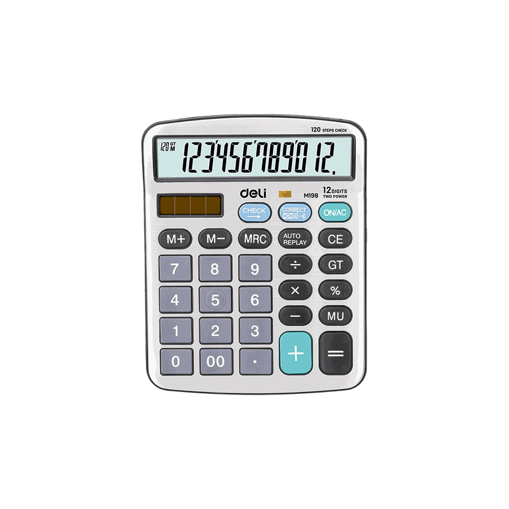 DELI CORE Αριθμομηχανή 12 Ψηφίων 12x15x3εκ Ασημί