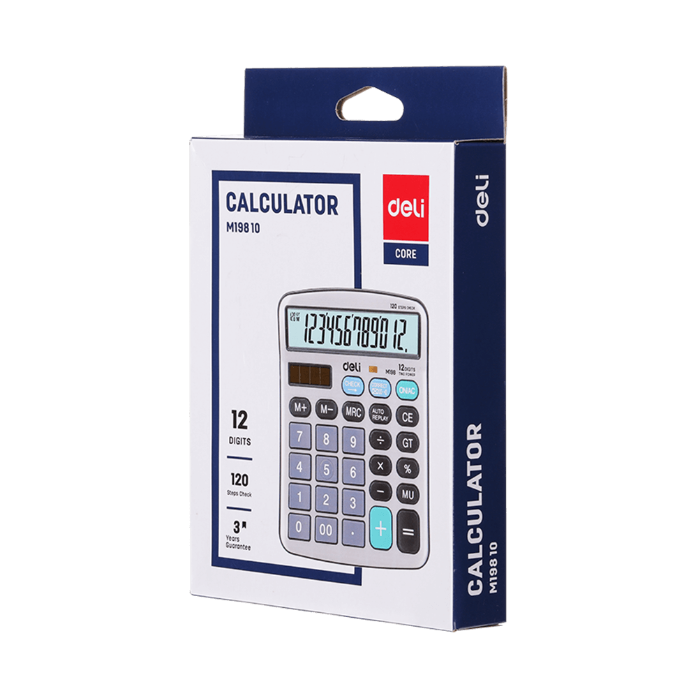 DELI CORE Αριθμομηχανή 12 Ψηφίων 12x15x3εκ Ασημί