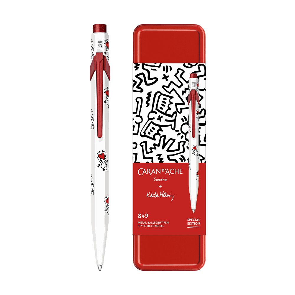 Λευκό Μεταλλικό Ball pen σε Μεταλλικό Κουτί, CDA KEITH HARING Μαύρο μελ. 1.00mm