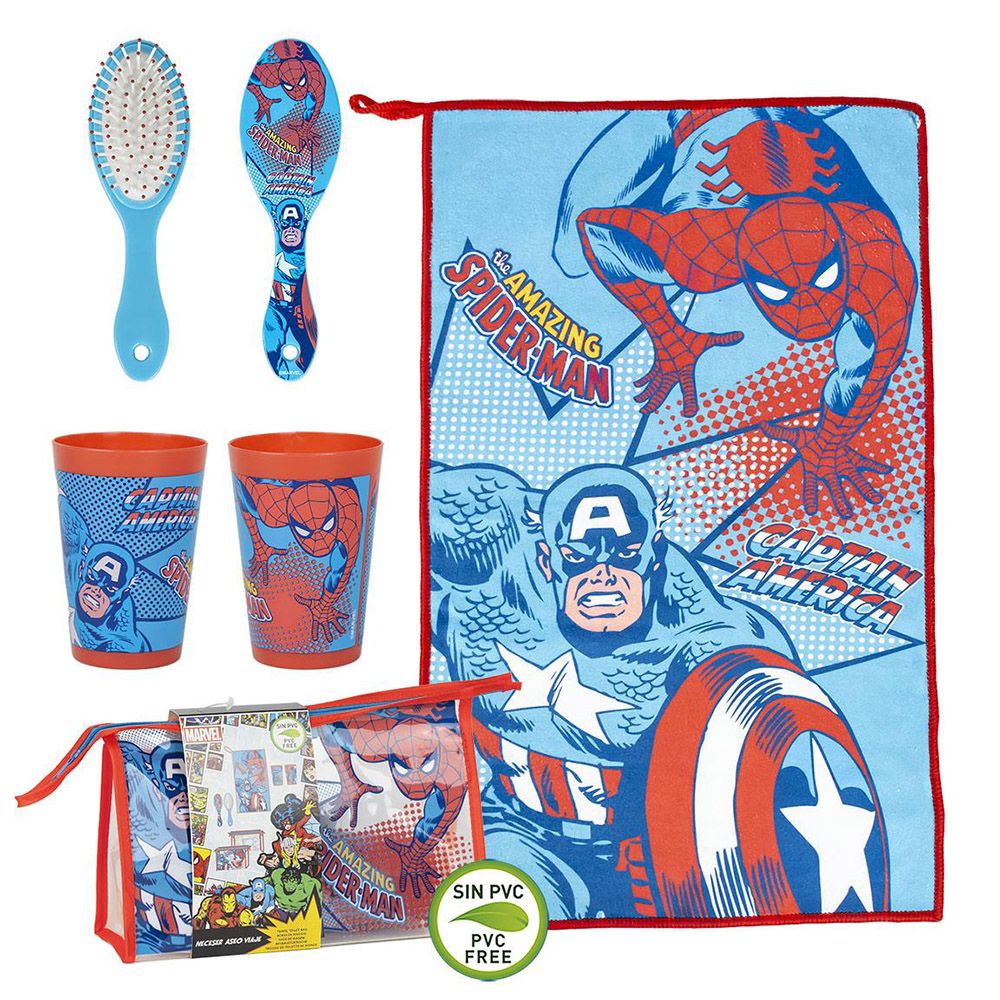 Transparent PVC Toiletry Bag with Hair-brush, Towel and Cup MARVEL AVENGERS