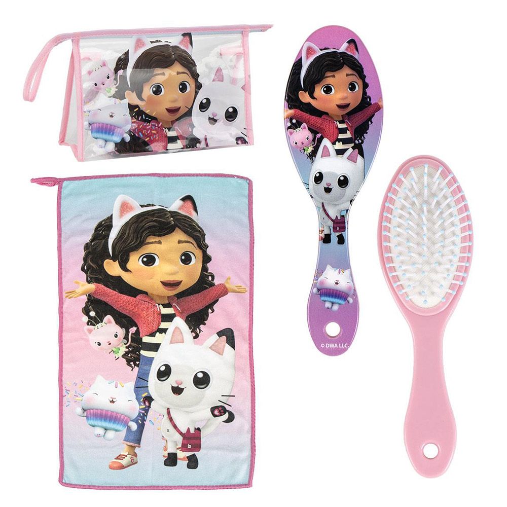 Transparent PVC Toiletry Bag with Hair-brush & Towel GABBY´S DOLLHOUSE