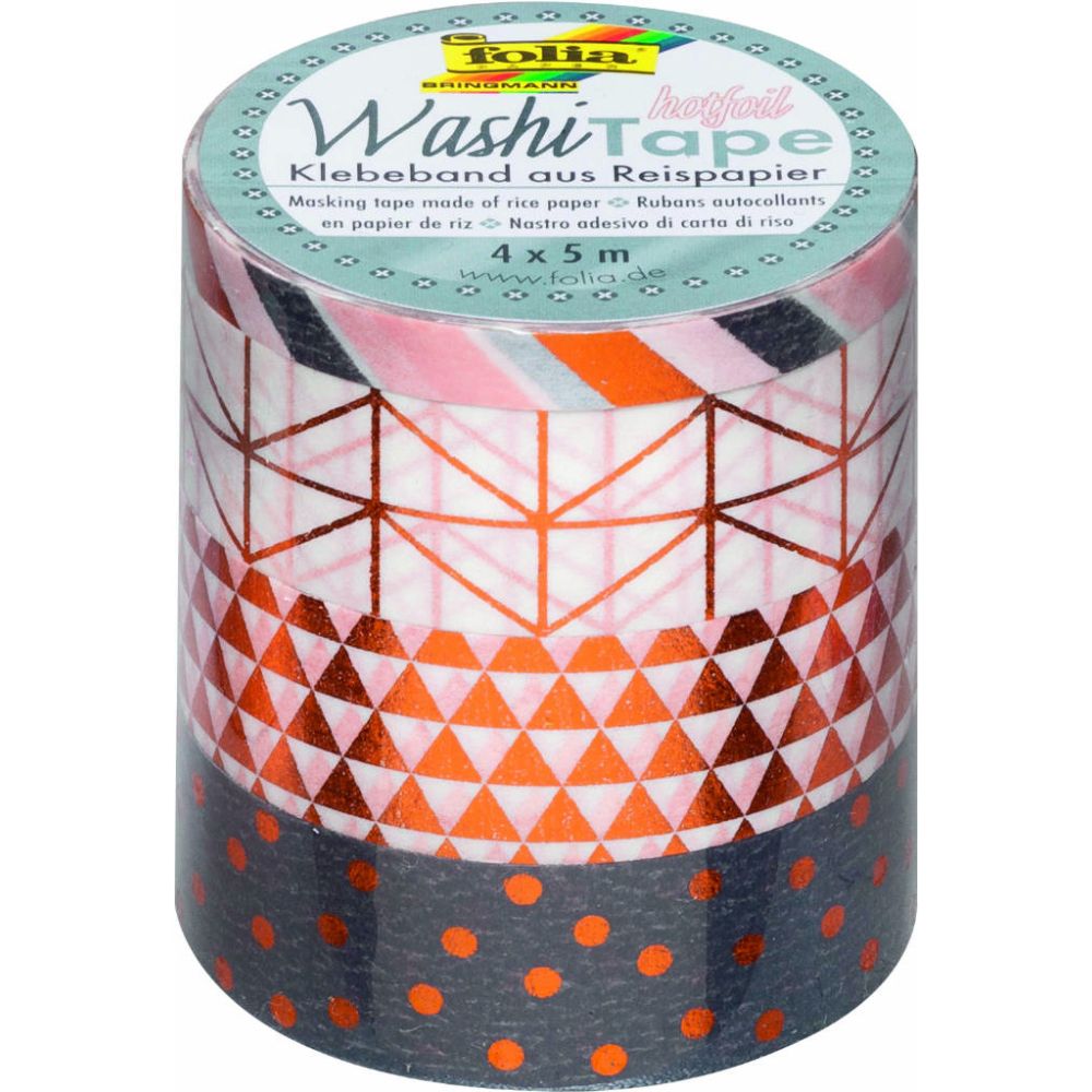 Washi Lace Tape, 4pcs set, Goldfoil Bronze