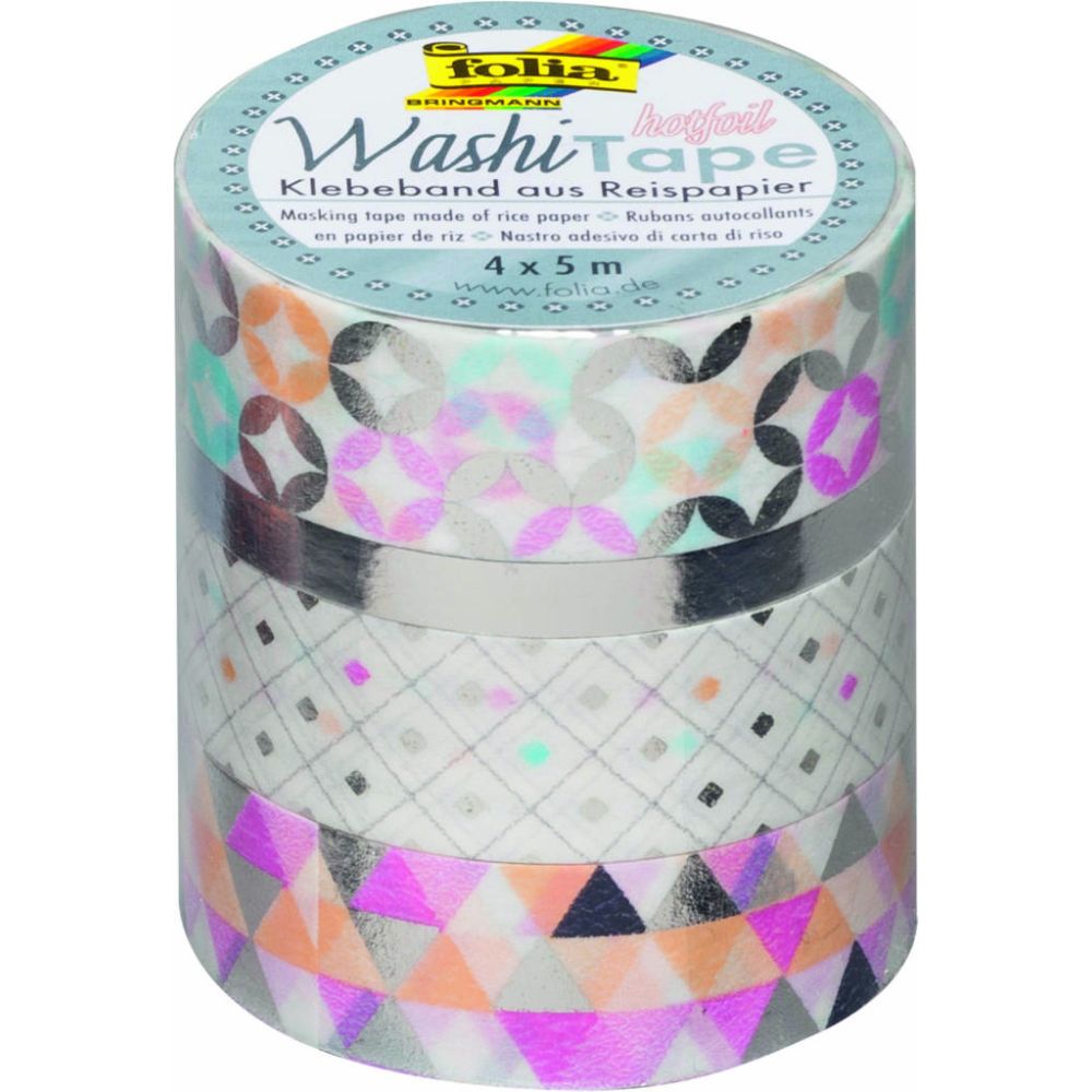 Washi Lace Tape, 4pcs set, Silverfoil 