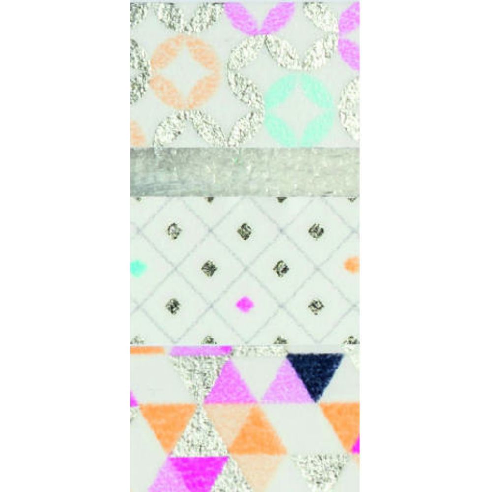 Washi Lace Tape, 4pcs set, Silverfoil 