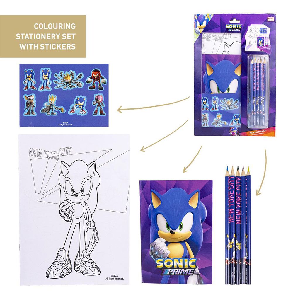 Colouring Stationery Set 8pcs SONIC Prime