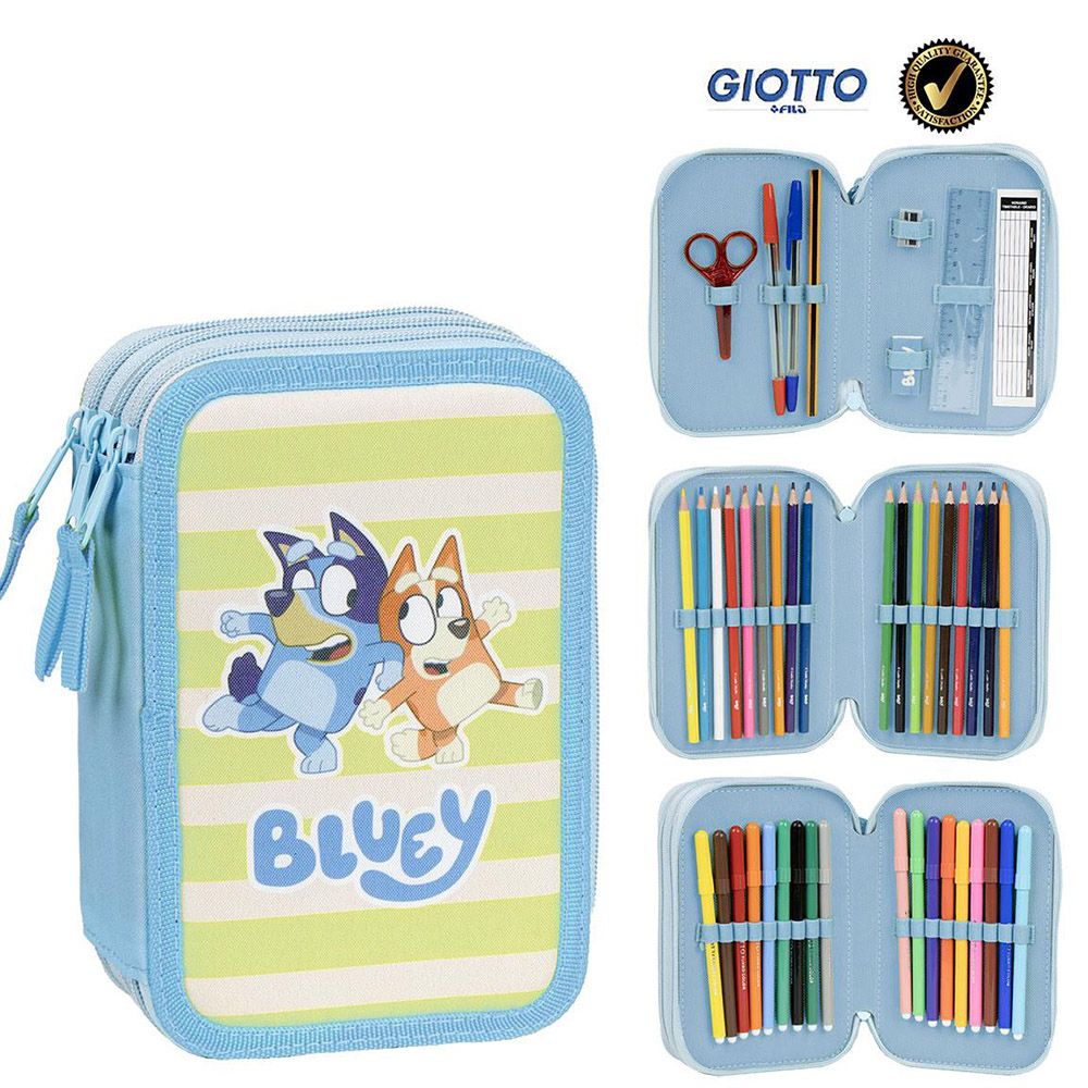 Triple Rectangular Pencil Case BLUEY