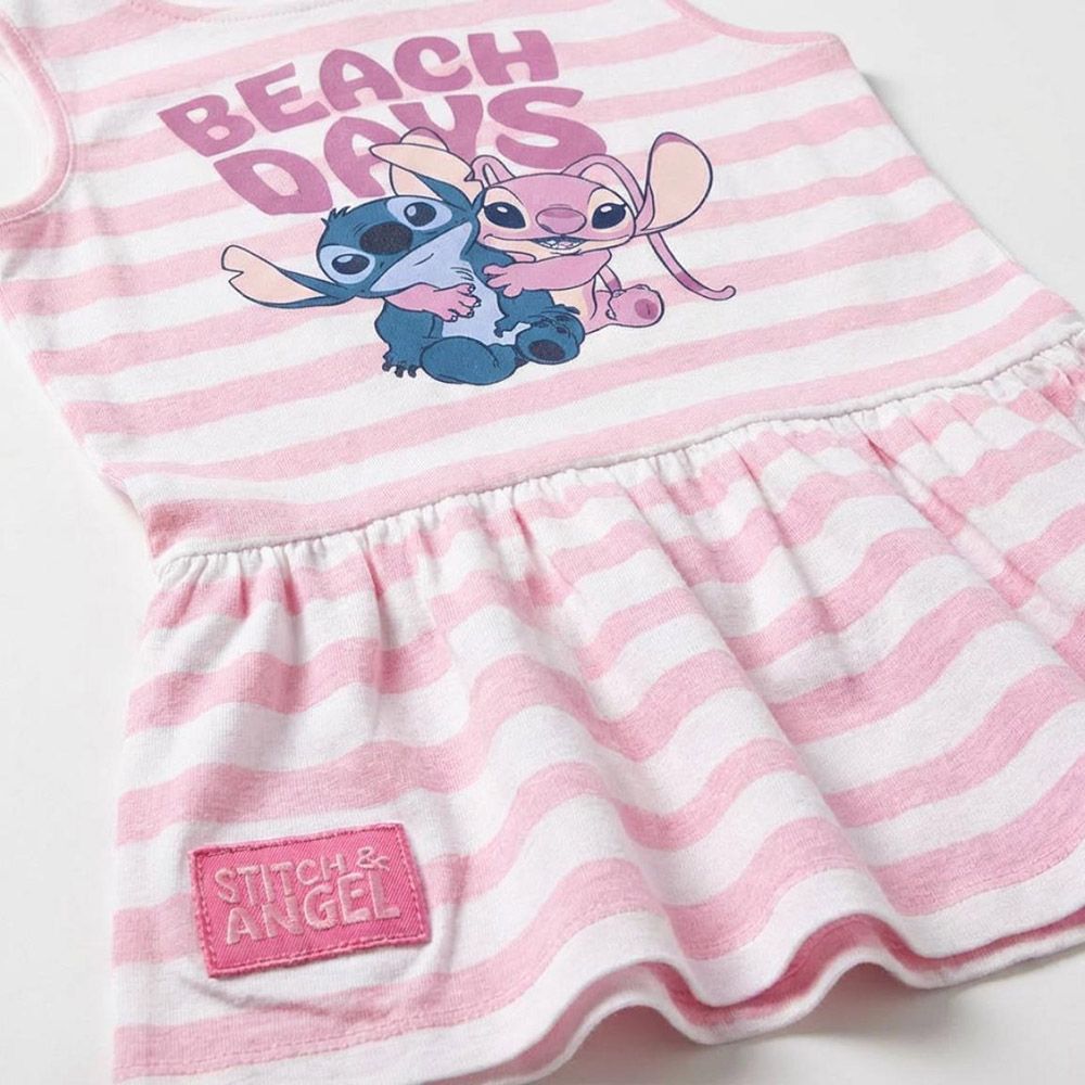 Αμάνικο Βαμβακερό Ροζ φόρεμα STITCH