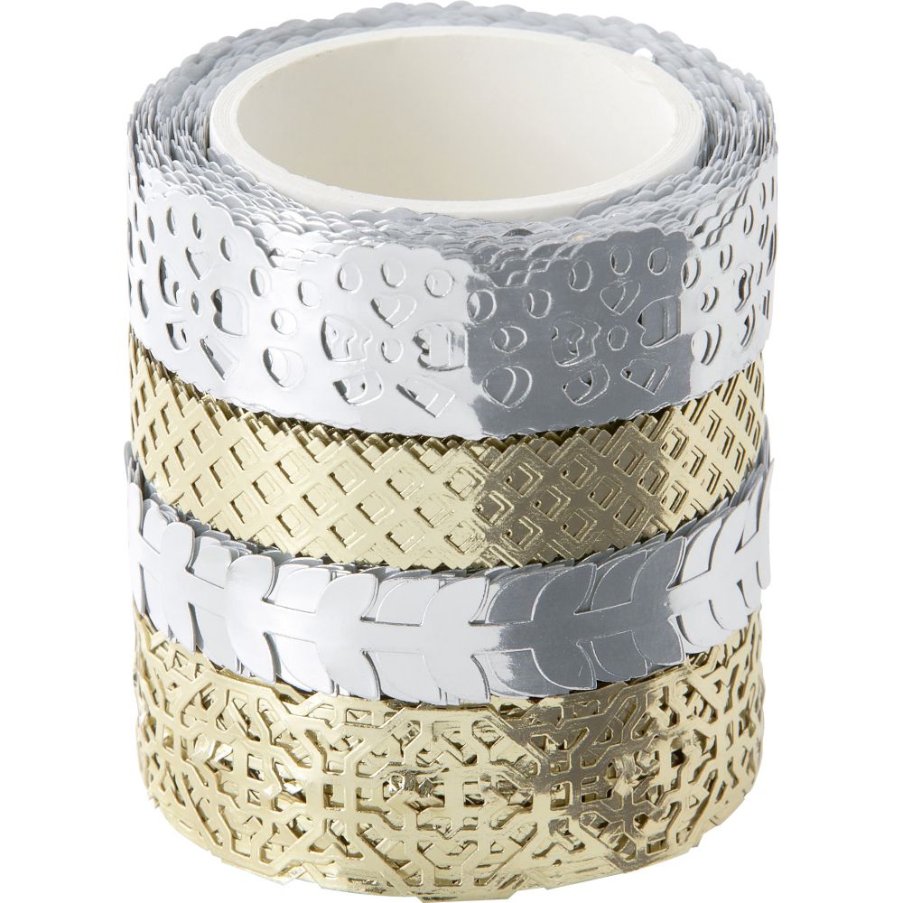Washi Lace Tape, 4pcs set, HOTFOIL Silver / Gold