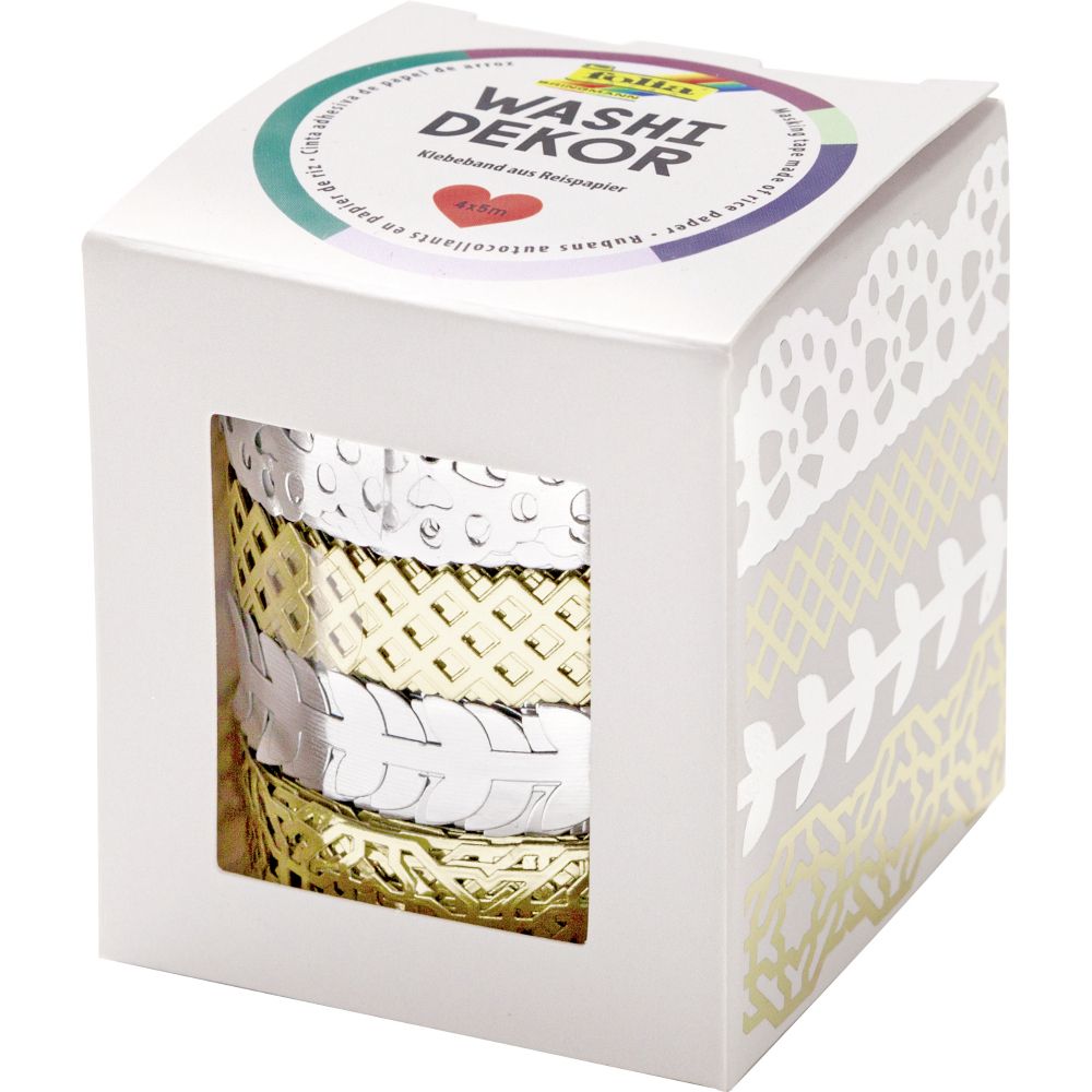Washi Lace Tape, 4pcs set, HOTFOIL Silver / Gold