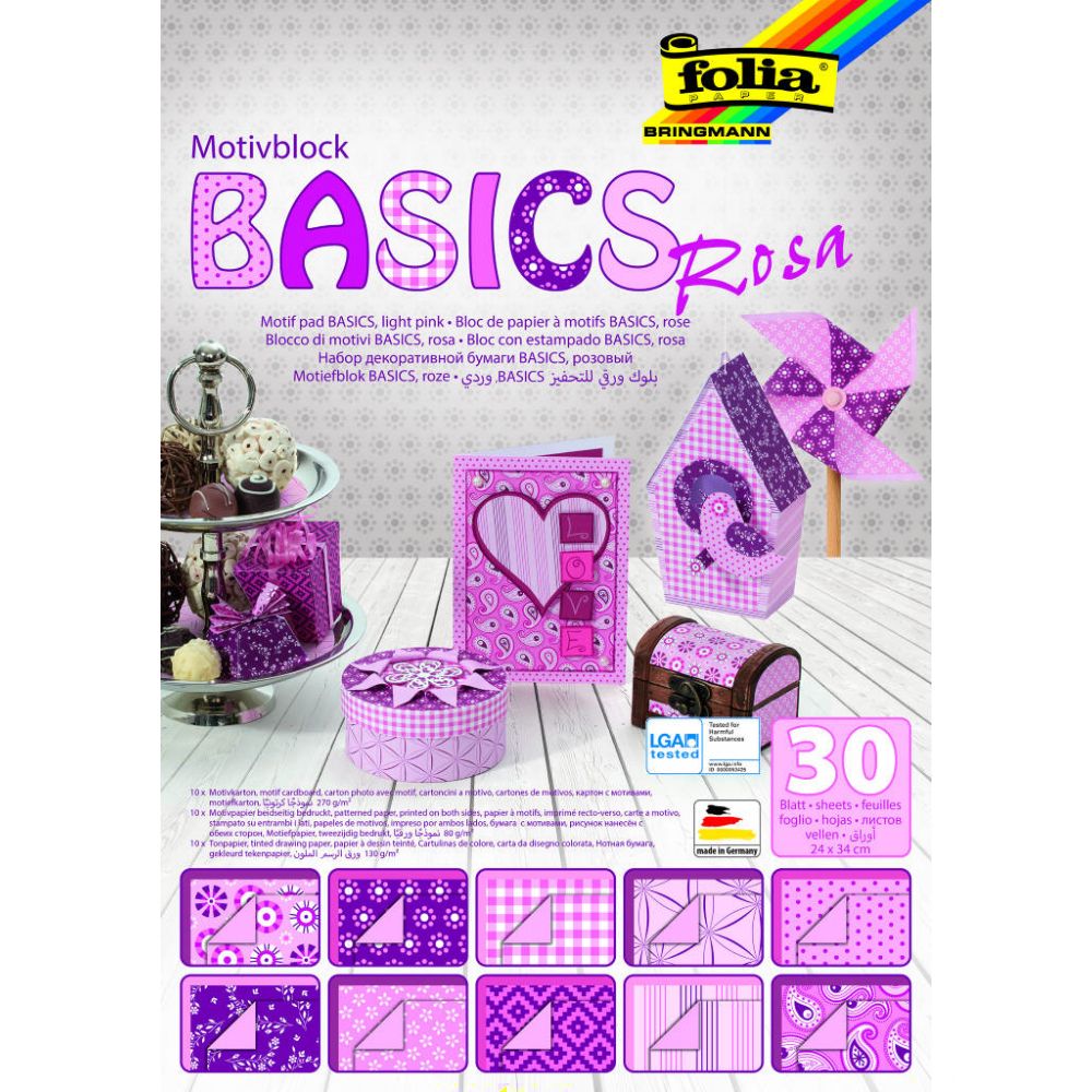 Motif Pad Basics, 24x34 cm, 30 Sheets, Pink