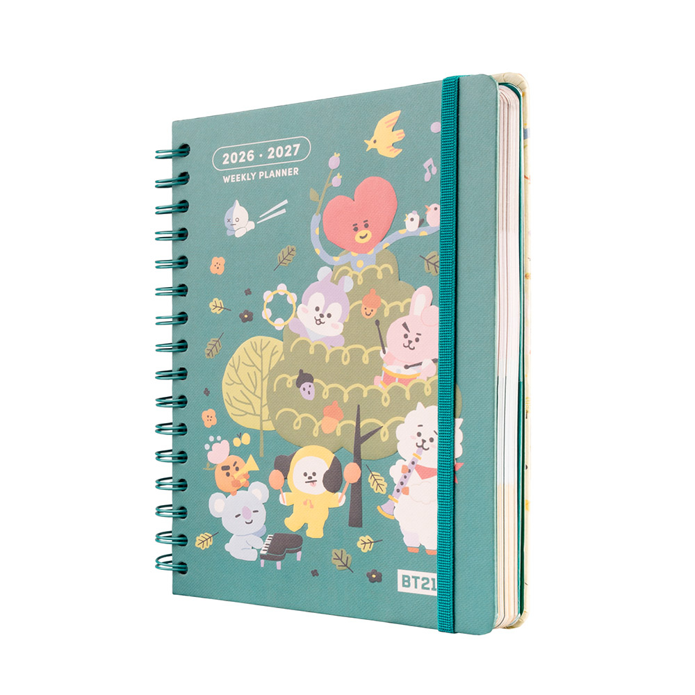 Hardcover Wire-O School Week to View Agenda 12 Months 2026/2027 15X21cm BT21