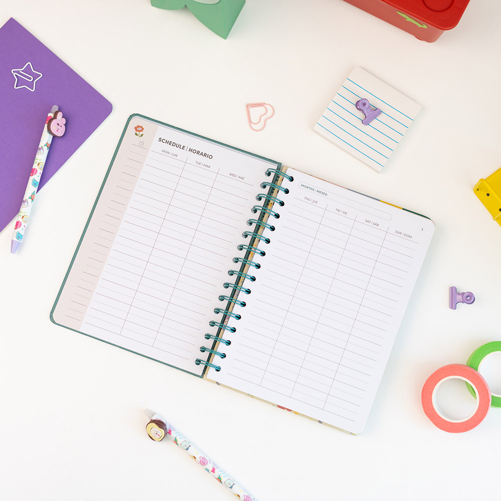 Hardcover Wire-O School Week to View Agenda 12 Months 2026/2027 15X21cm BT21