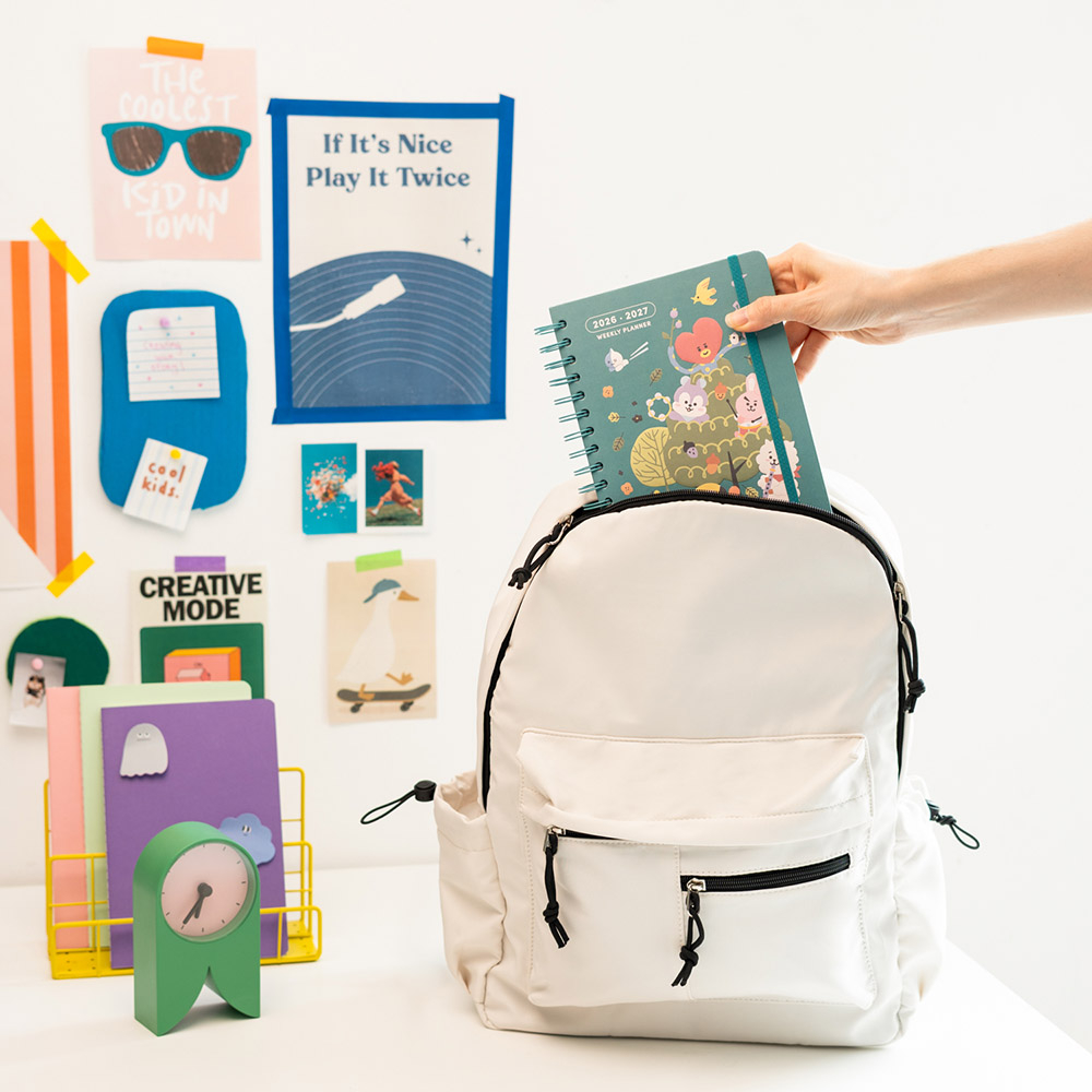 Hardcover Wire-O School Week to View Agenda 12 Months 2026/2027 15X21cm BT21