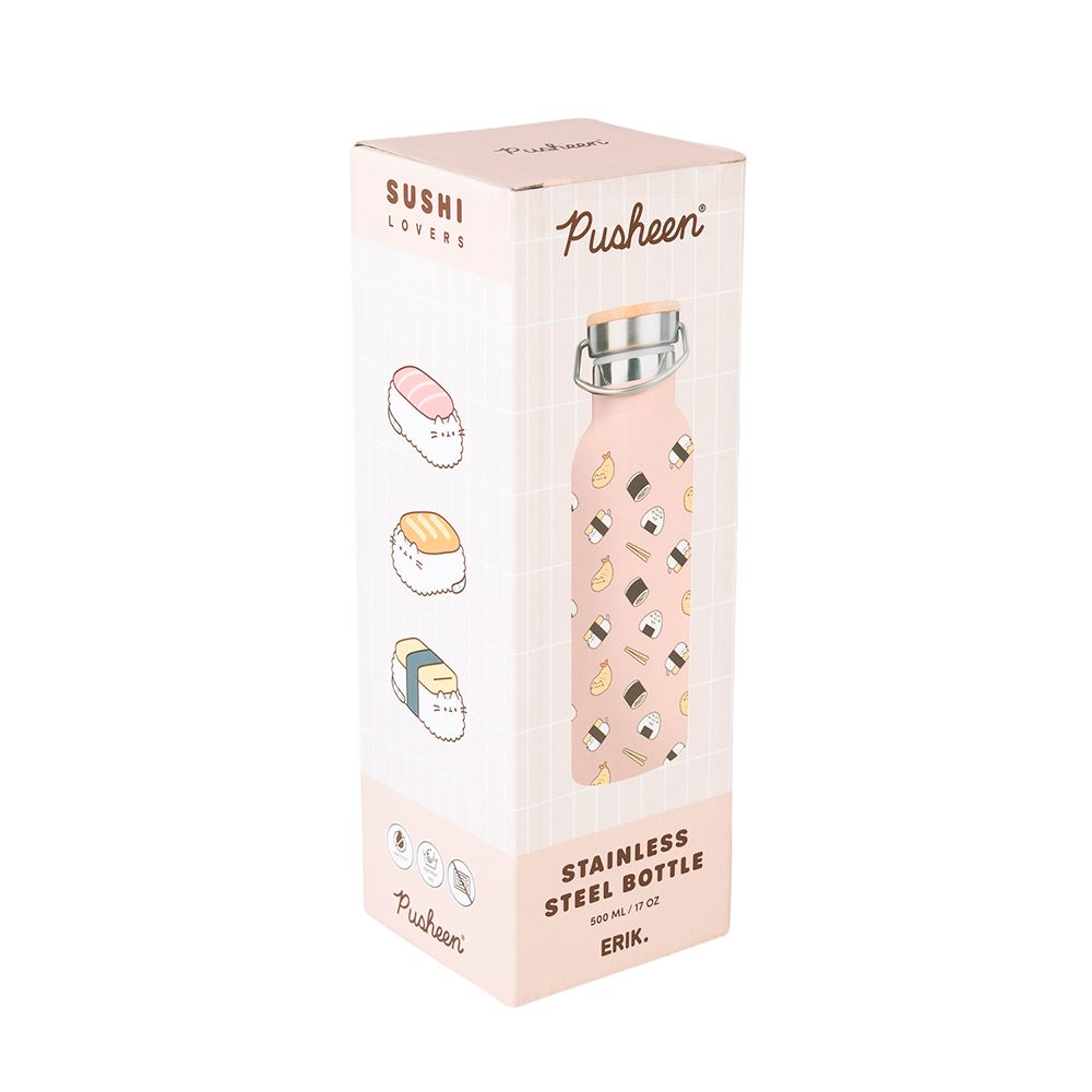 Metallic Bottle Thermos with Handle 500ml PUSHEEN Sushi Roll
