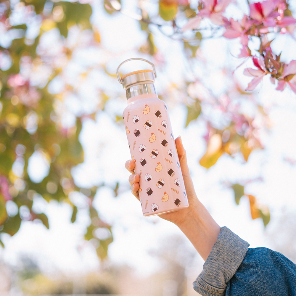 Metallic Bottle Thermos with Handle 500ml PUSHEEN Sushi Roll