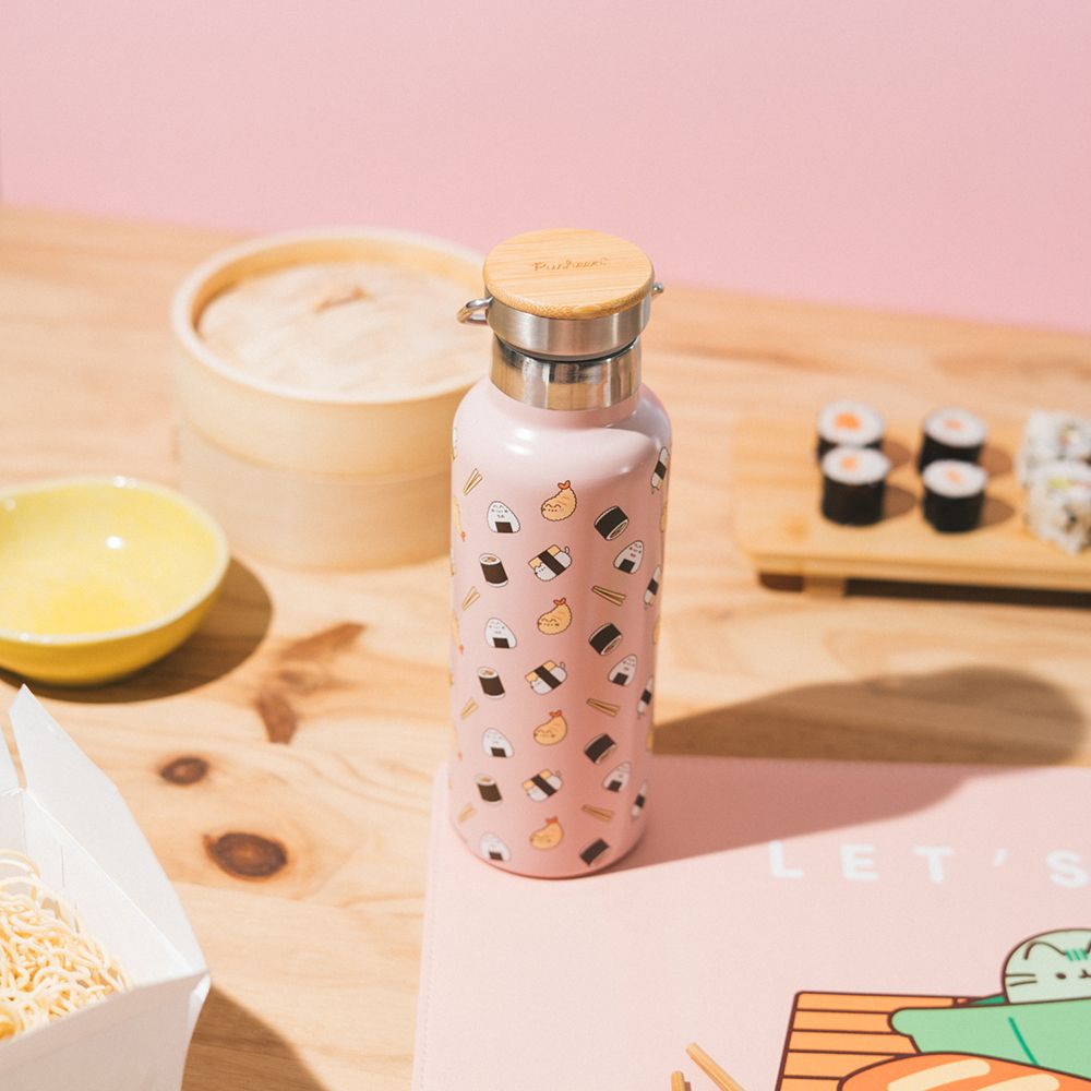 Metallic Bottle Thermos with Handle 500ml PUSHEEN Sushi Roll