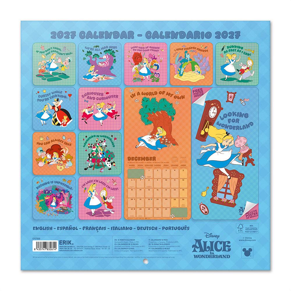 Ημερολόγιο Τοίχου 16 Μηνών 2027 30X30εκ DISNEY ALICE IN WONDERLAND