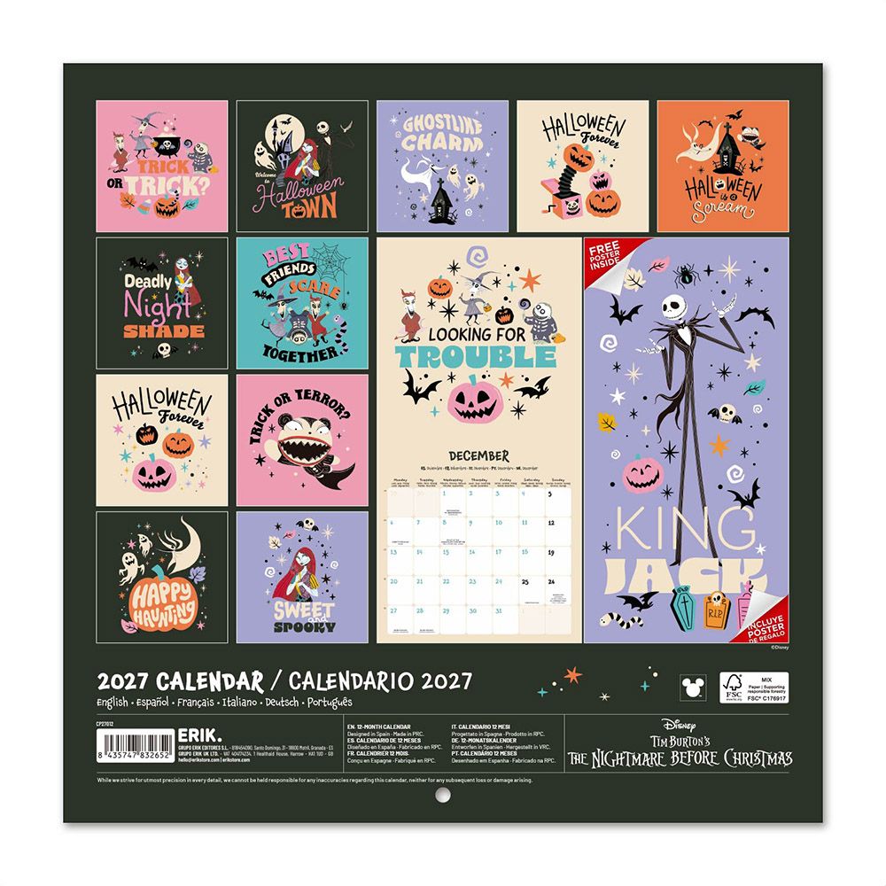 Ημερολόγιο Τοίχου 16 Μηνών 2027 30X30εκ DISNEY THE NIGHTMARE BEFORE CHRISTMAS