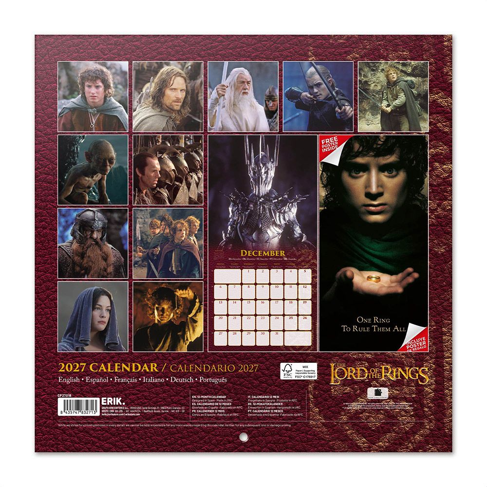 Ημερολόγιο Τοίχου 16 Μηνών 2027 30X30εκ THE LORD OF THE RINGS