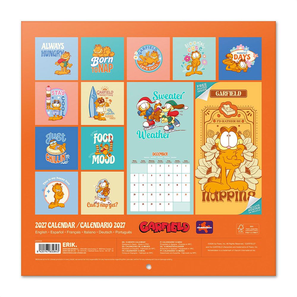 Ημερολόγιο Τοίχου 16 Μηνών 2027 30X30εκ GARFIELD