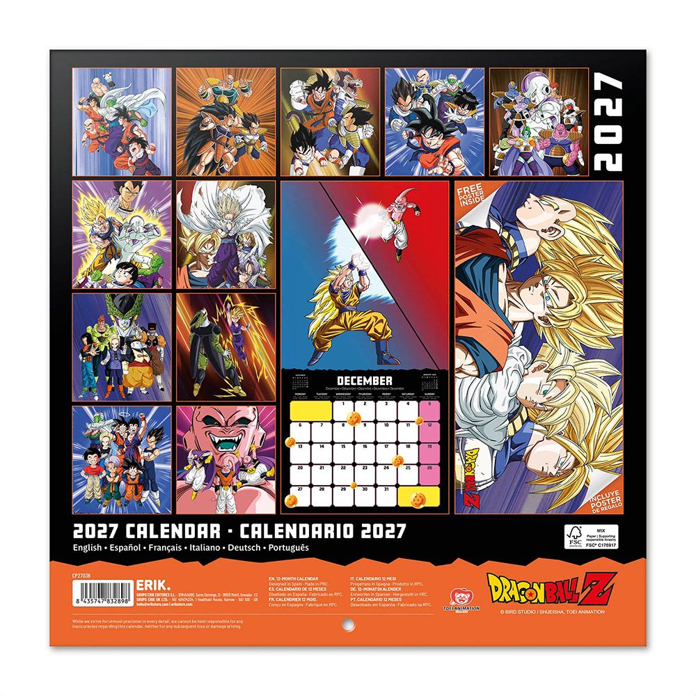 Ημερολόγιο Τοίχου 16 Μηνών 2027 30X30εκ DRAGON BALL