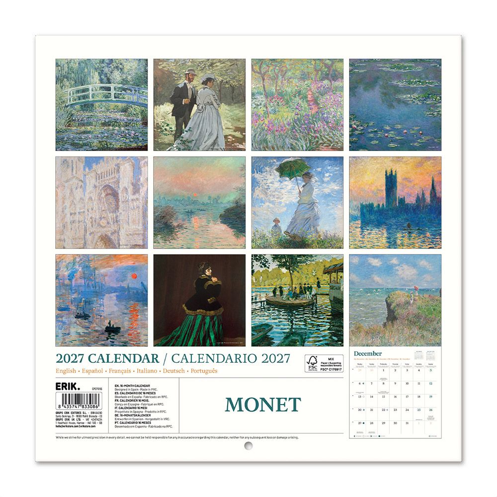 Ημερολόγιο Τοίχου 16 Μηνών 2027 30X30εκ MONET