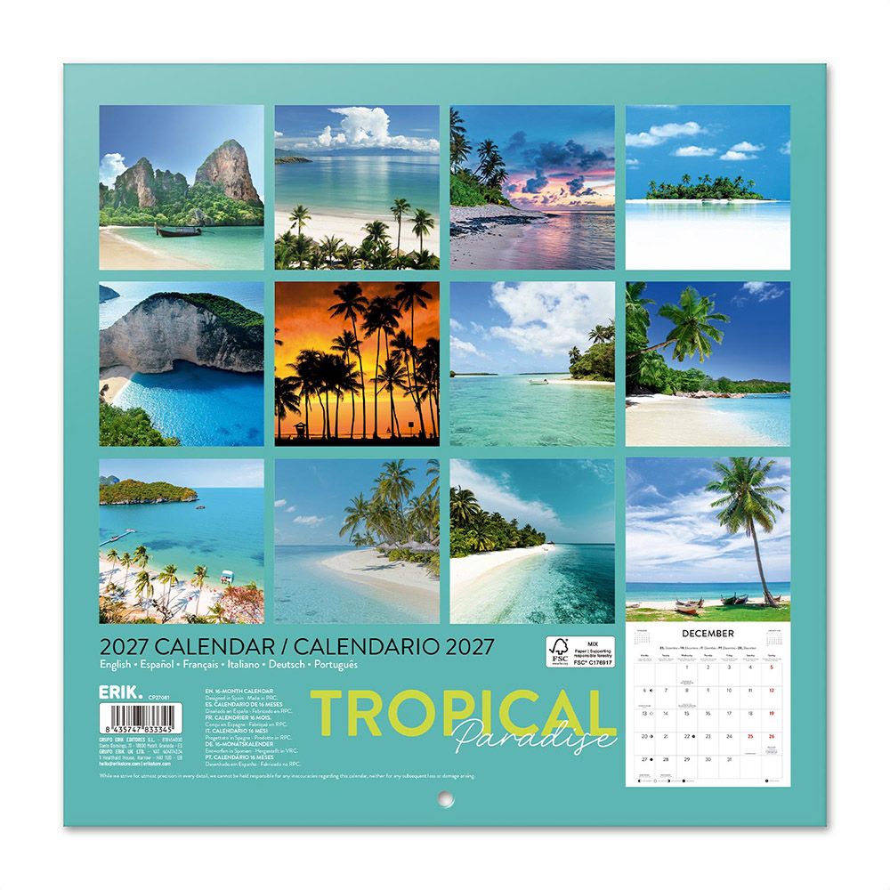 Ημερολόγιο Τοίχου 16 Μηνών 2027 30X30εκ TROPICAL PARADISE