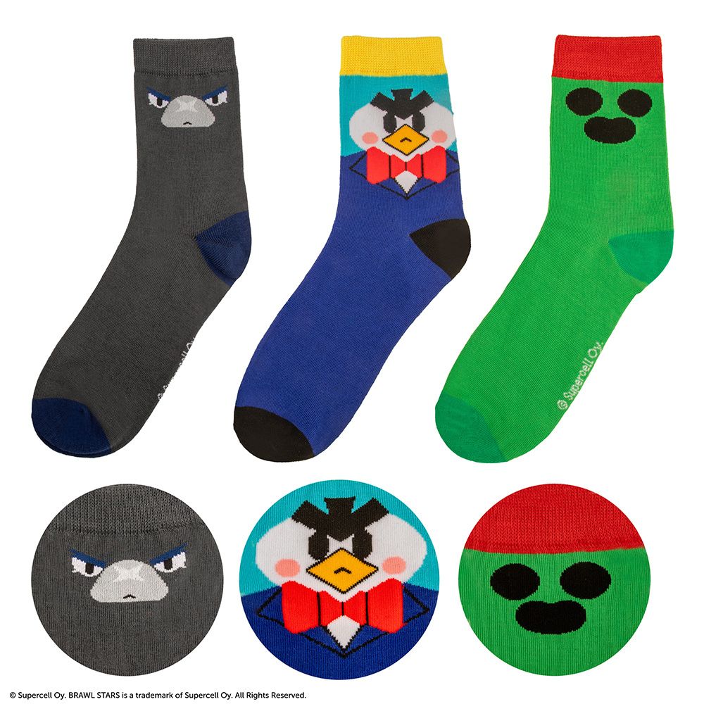 Socks BRAWL STARS Spike, Crow & Mr. P One Size 35-45 (3-pairs box)