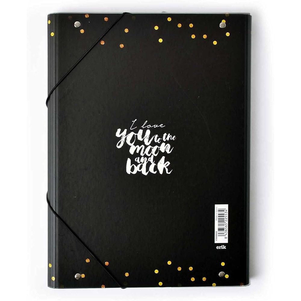 Κουτί σκληρό, 3cm ράχη, με Λάστιχο A4 GLITTER I Love You to the Moon and Back