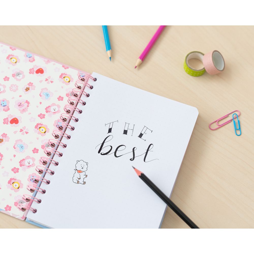 Notebook Hardcover Spiral Bullets A5/15X21 BT21 Cherry Blossom