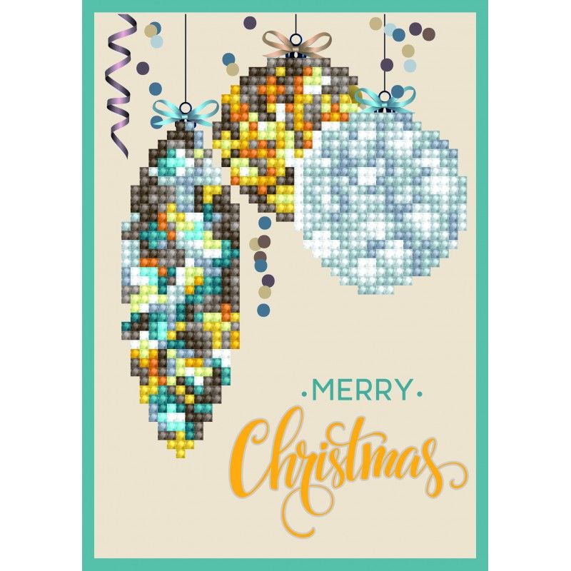 Diamond Dotz Ευχετήρια Κάρτα Merry Christmas Baubles Antique