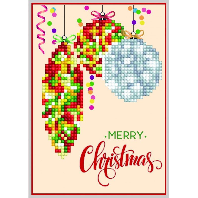 Diamond Dotz Ευχετήρια Κάρτα Merry Christmas Baubles Trad
