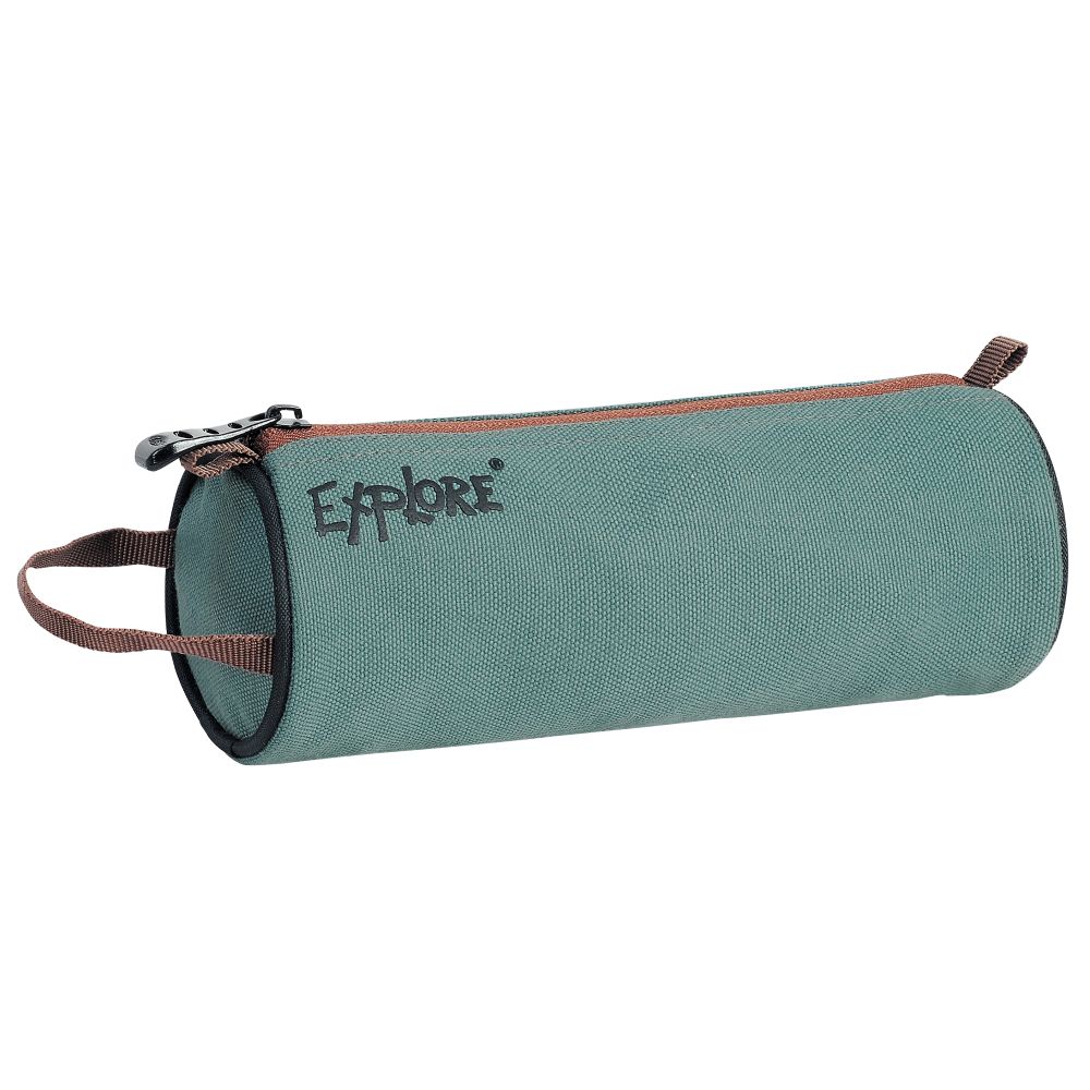 EXPLORE Barrel Shaped Pencil Case Green
