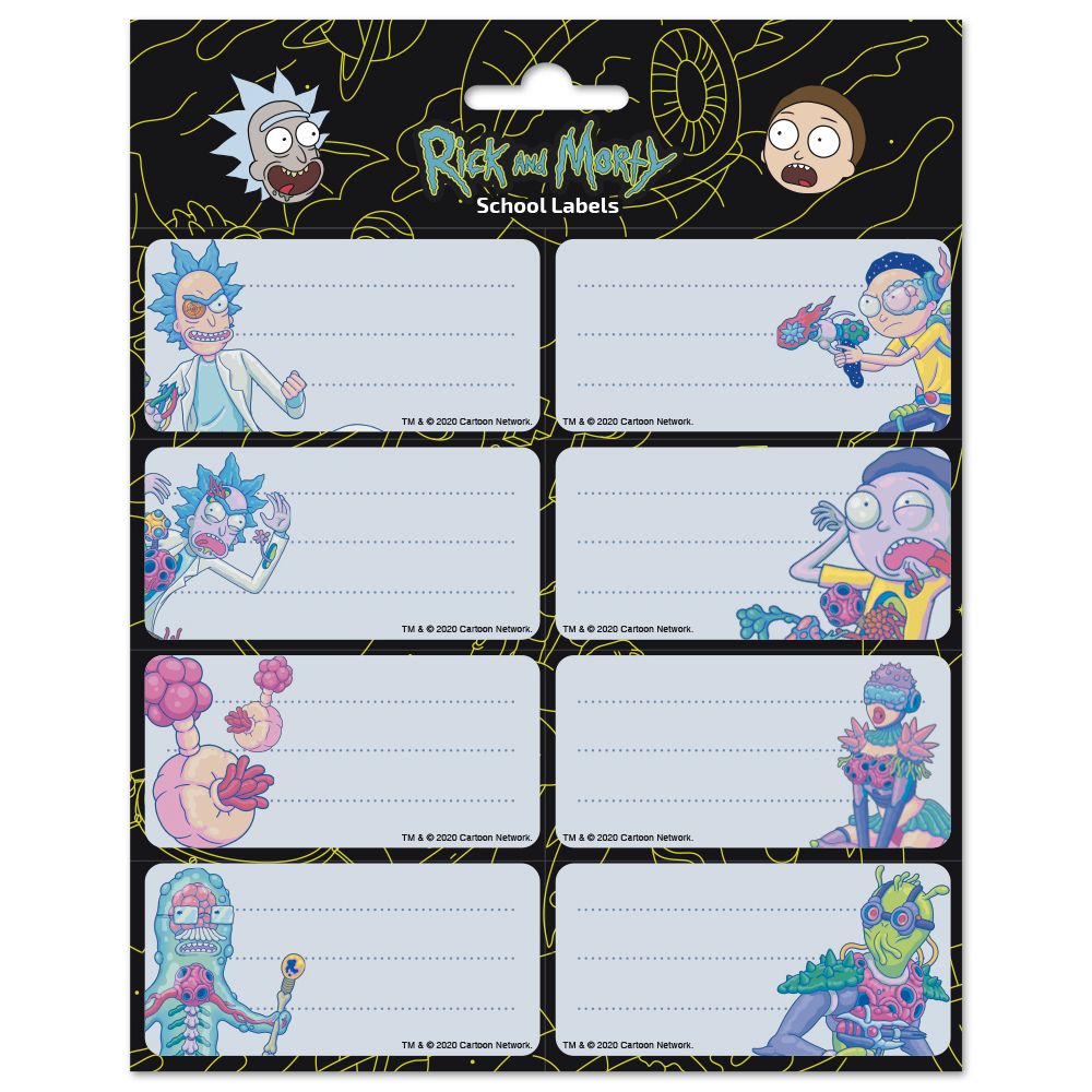 Sticky Labels 8x2 RICK & MORTY Virus Attack