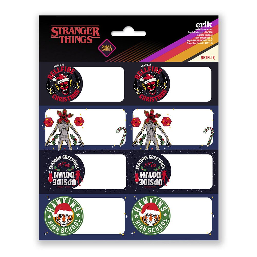 Sticky Labels 8x2 STRANGER THINGS Xmas Pack 5 pieces
