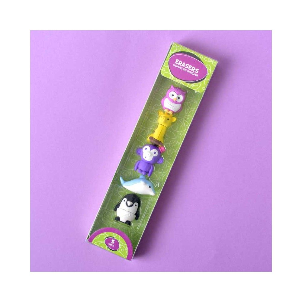 Set 5 Erasers Animals