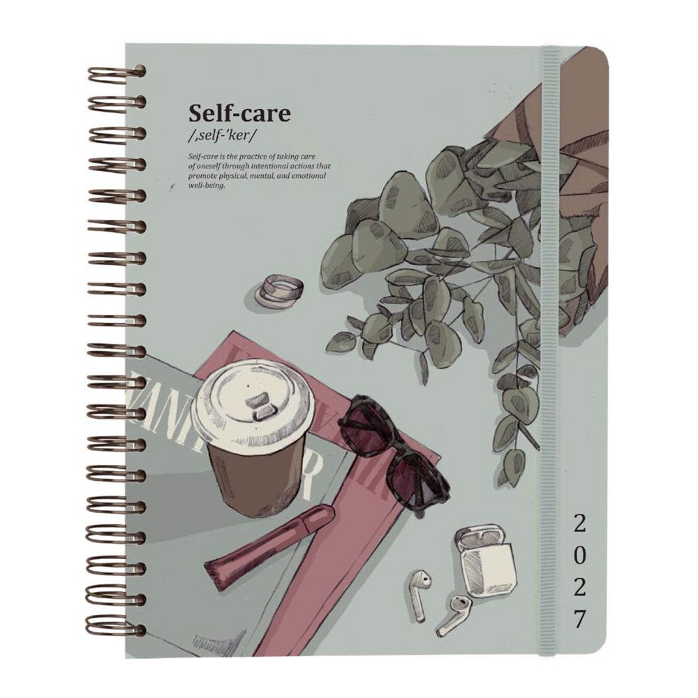 Premium Weekly Agenda 2027 Wire-o 12 Months 18Χ21,5cm BAMBINA SELF CARE CLUB by Kokonote