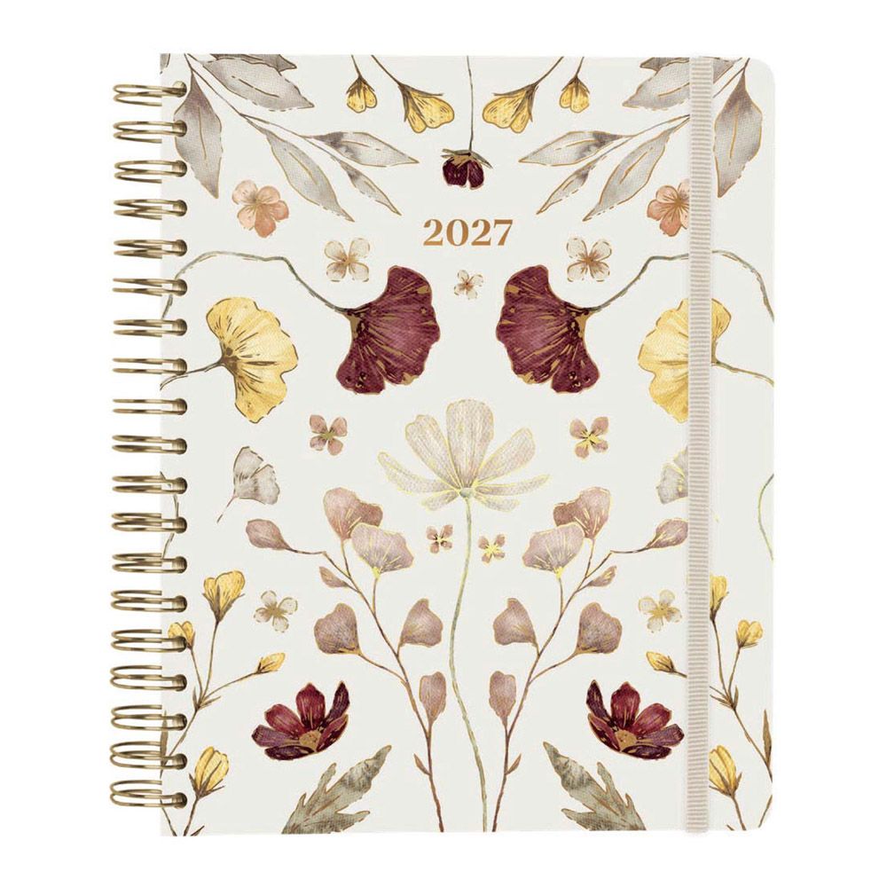 Premium Weekly Agenda 2027 Wire-o 12 Months 18Χ21,5cm BAMBINA JOUR FLORALE by Kokonote