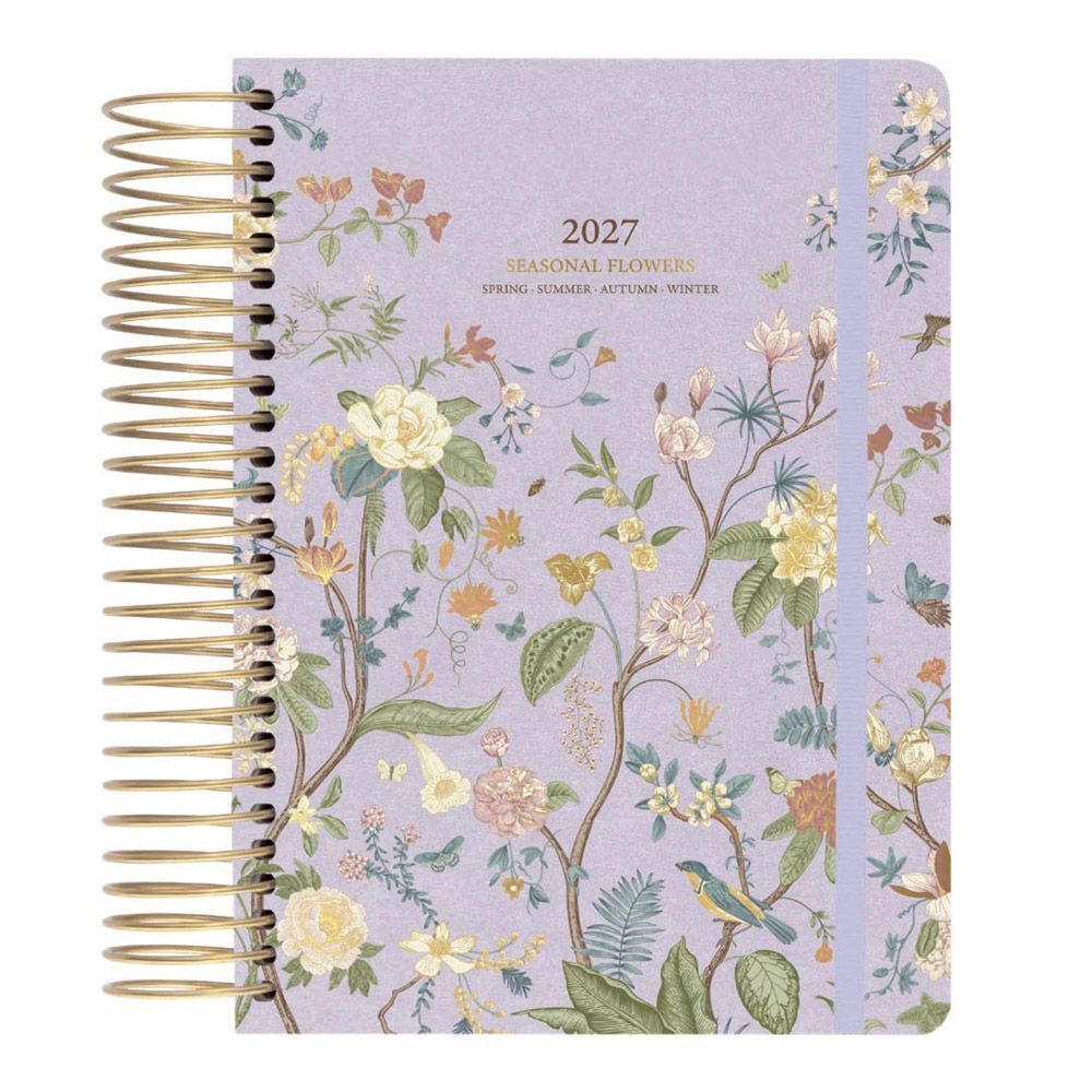 Premium Daily Agenda 2027 Wire-o 12 Months 17,5Χ21,5cm MUSE SEASONAL FLOWERS by Kokonote