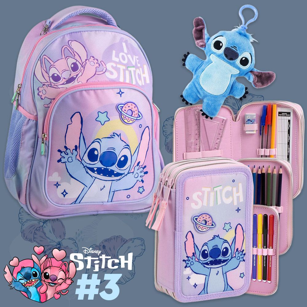 Σετ με Τσάντα Πλάτης + Σετ Ζωγραφικής + Bag Clip Μπρελόκ DISNEY Lilo & Stitch #3