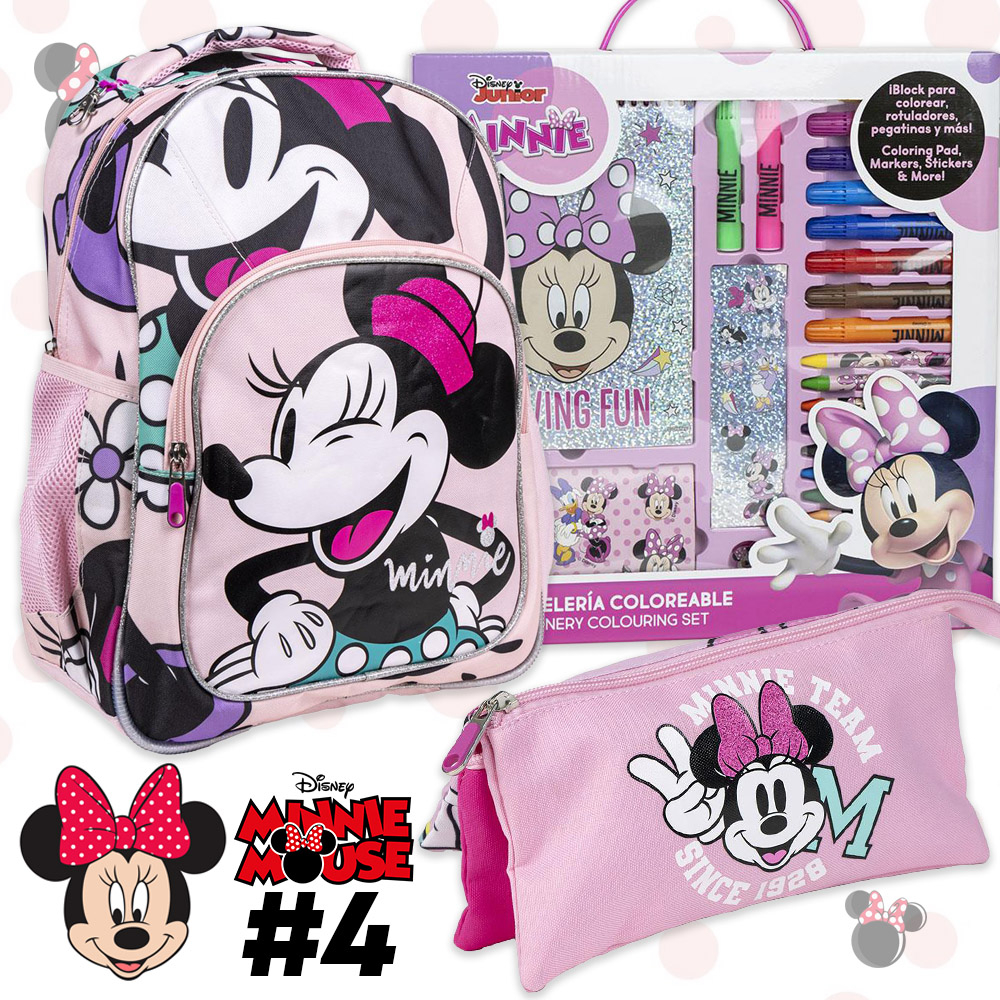 Set with Backpack + Pencil Case + Painting Supplies DISNEY Minnie Mouse #4