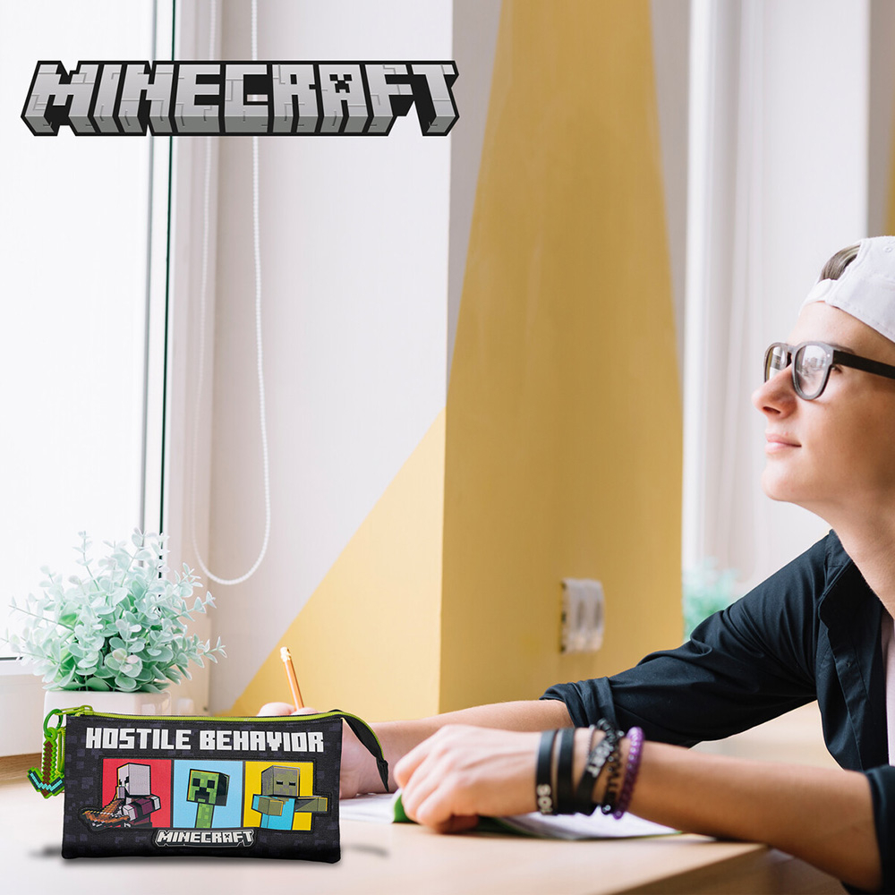 MINECRAFT Triple Pencil Case -Hostil Behavior