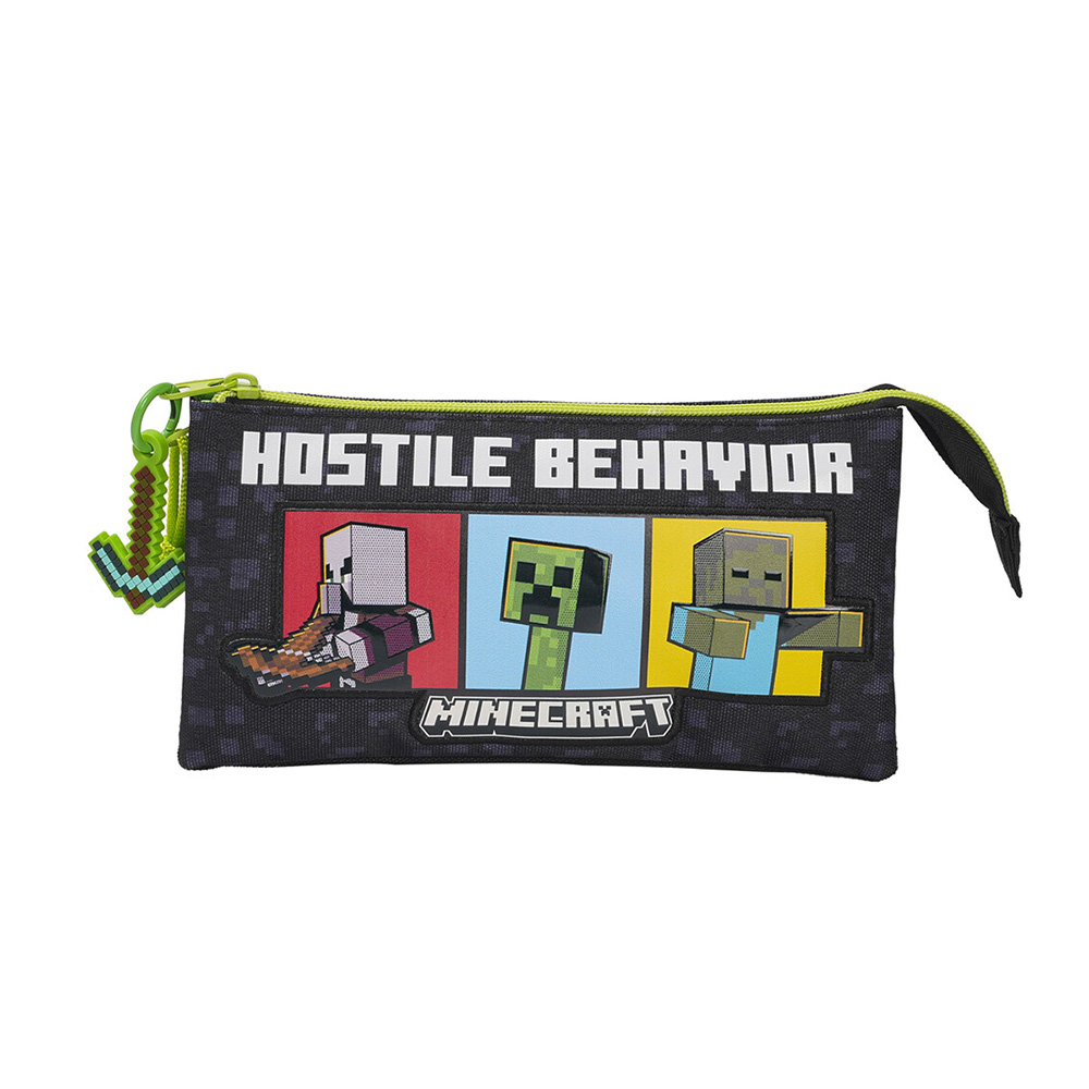 MINECRAFT Triple Pencil Case -Hostil Behavior