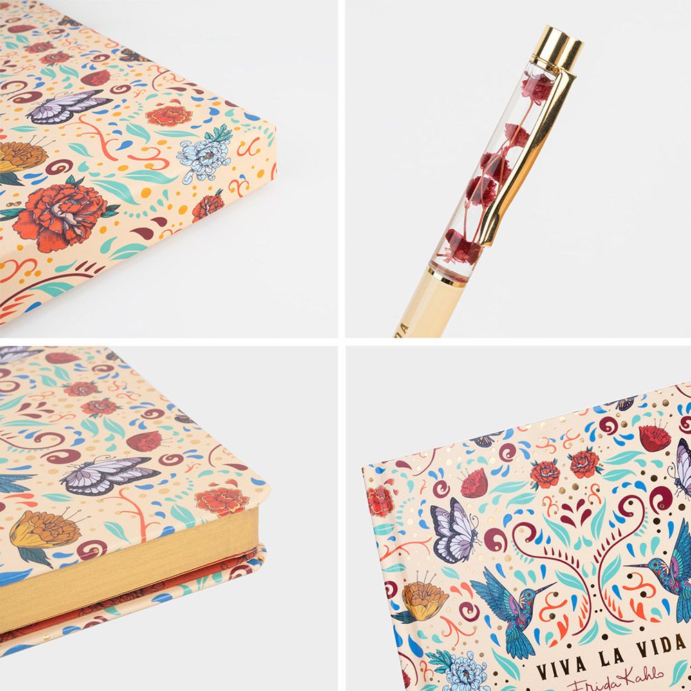 Premium Notebook A5 with 96sh of 100gr and Pen FRIDA KAHLO Viva La Vida