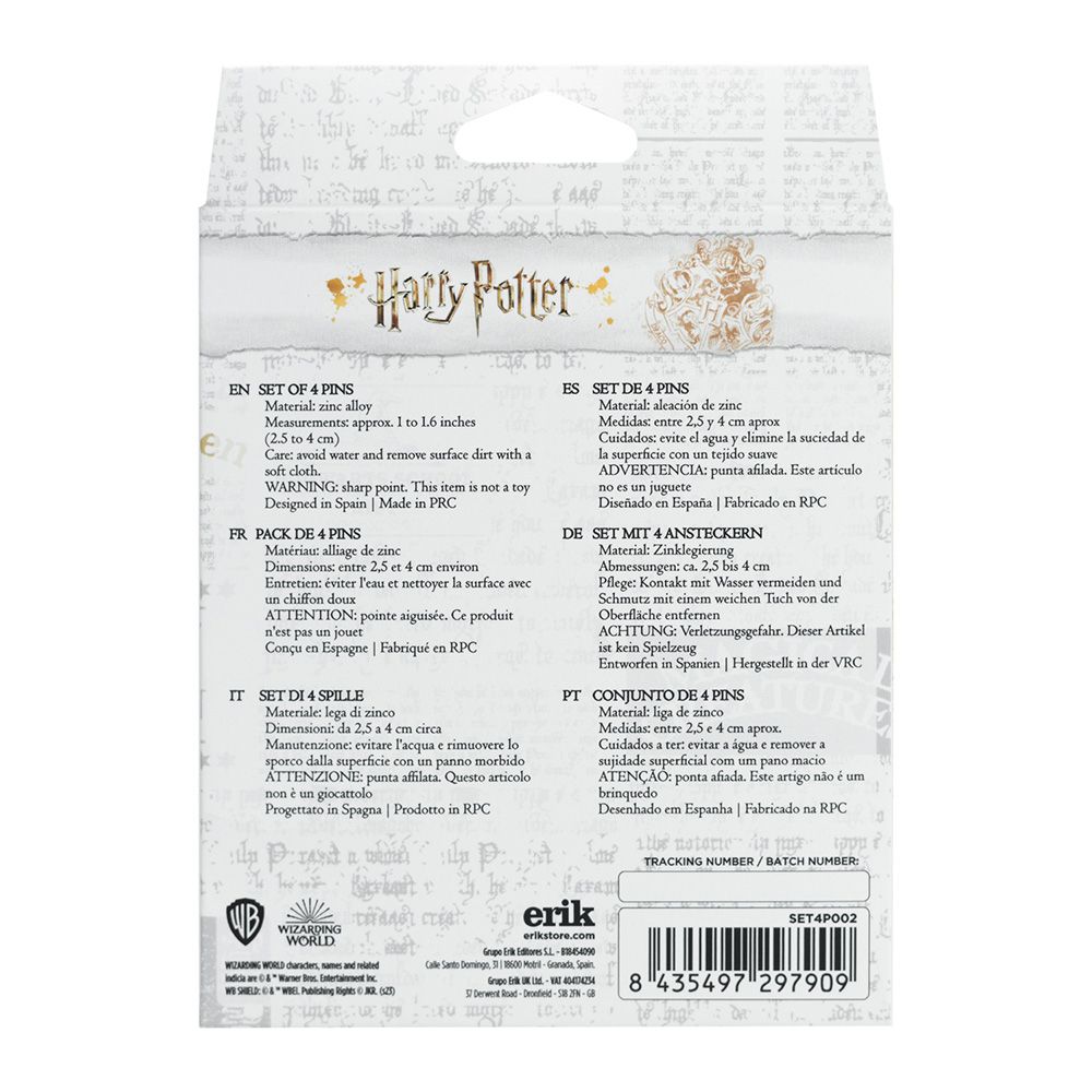 4 Badge Pack HARRY POTTER Hogwarts Houses