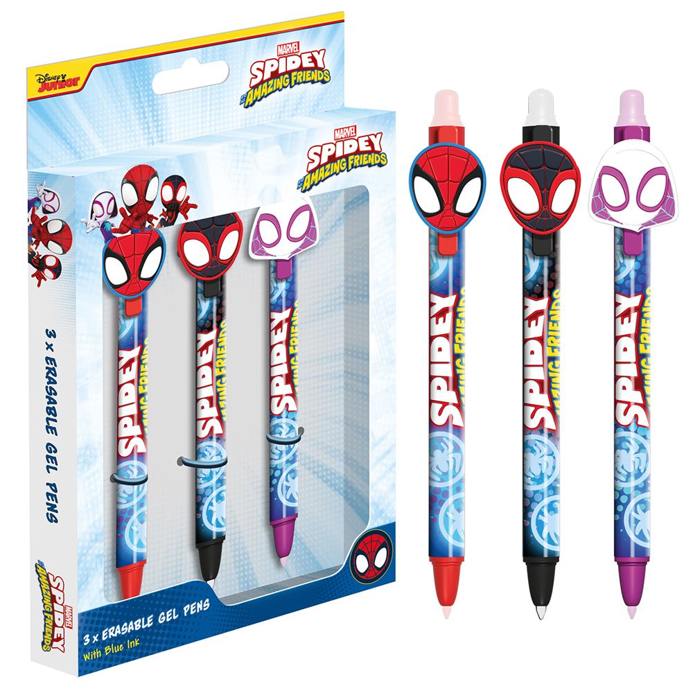 Σετ 3 Στυλό Gel που Σβήνουν με Topper MARVEL SPIDEY and His Amazing Friends Glow