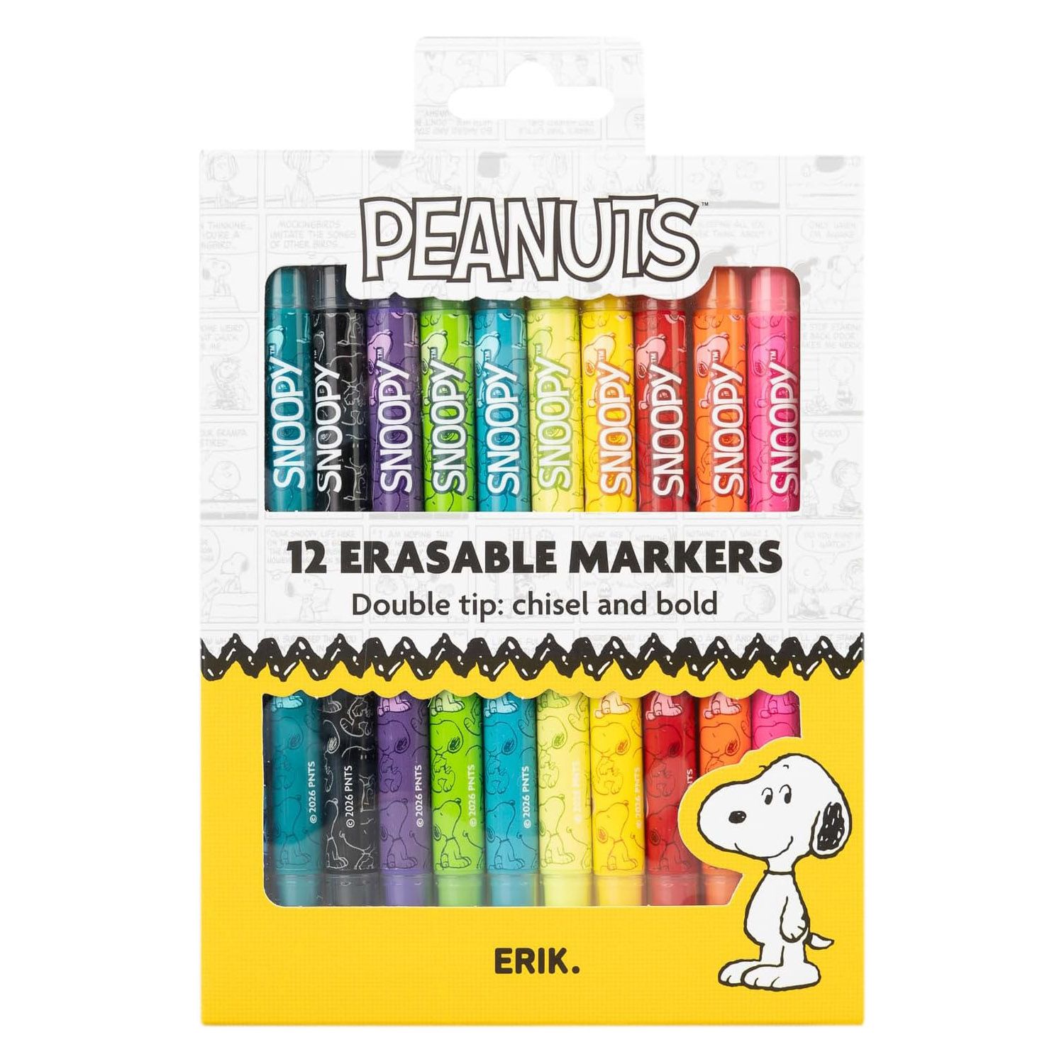 Erasable Markers in 12 Colors Set of 12 pieces SNOOPY