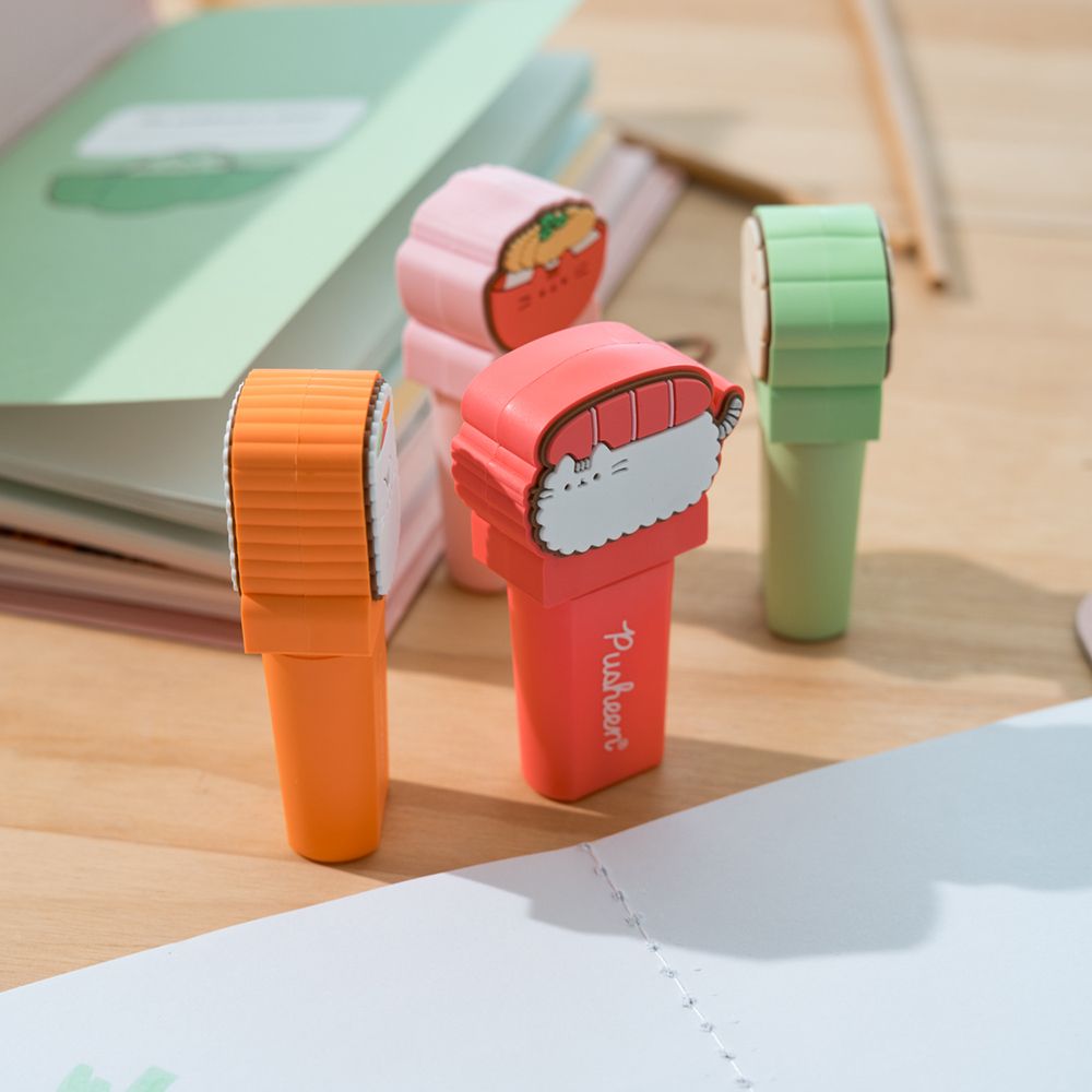 Σετ 4 Υπογραμμιστές (Highlighters) με 3D Topper PUSHEEN Sushi Roll